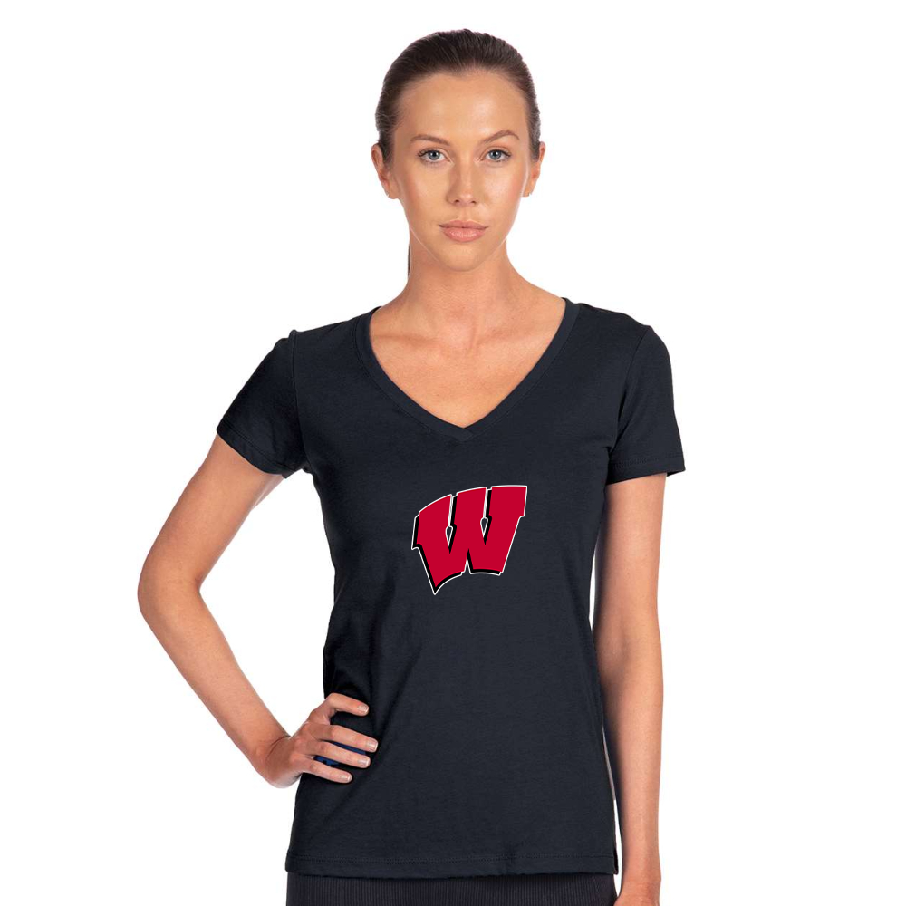 Women's Wisconsin Badgers  Next Level V-Neck T-Shirt